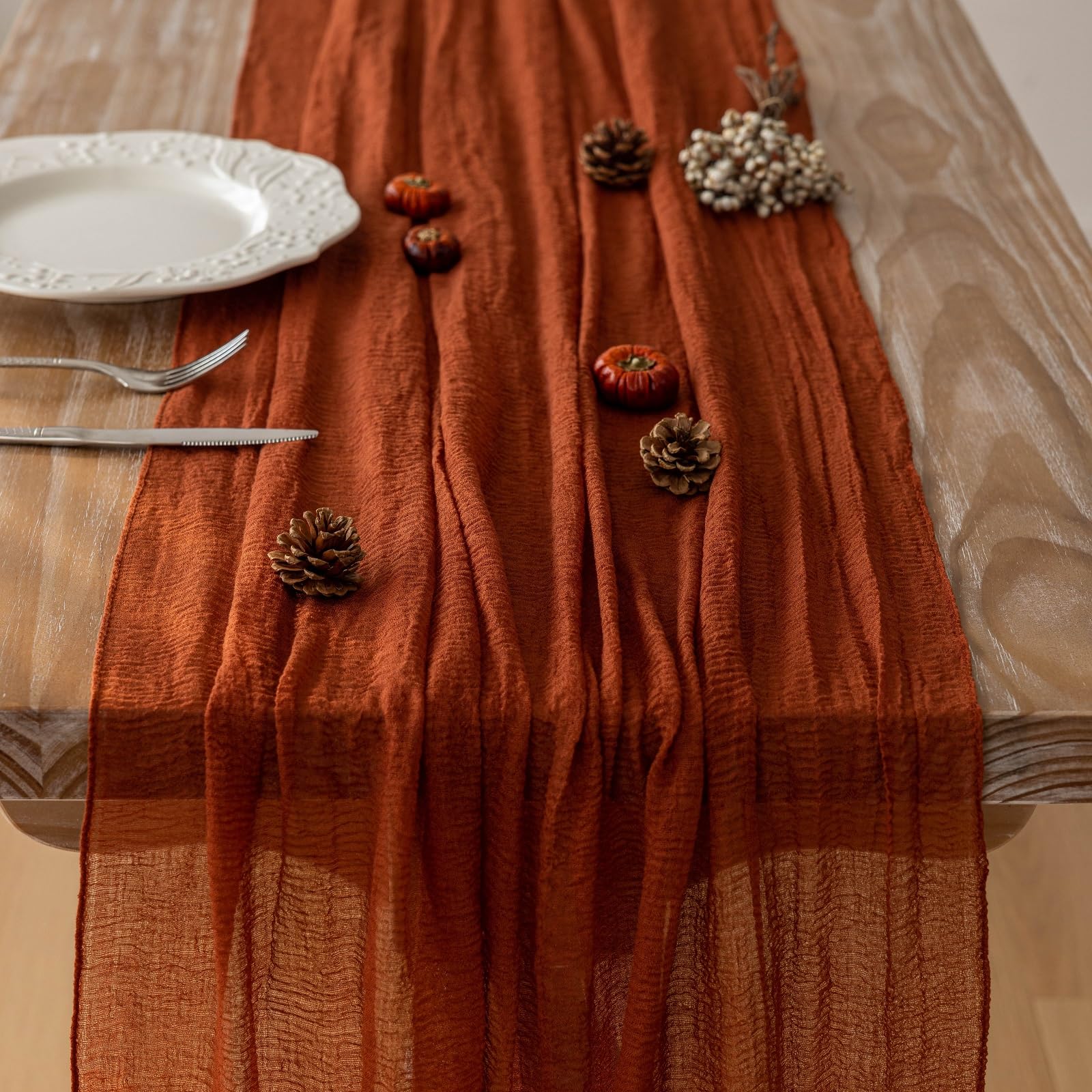 Keketoarrange corredor de mesa terracota 120p, textura suave de gasa de queso para calidez