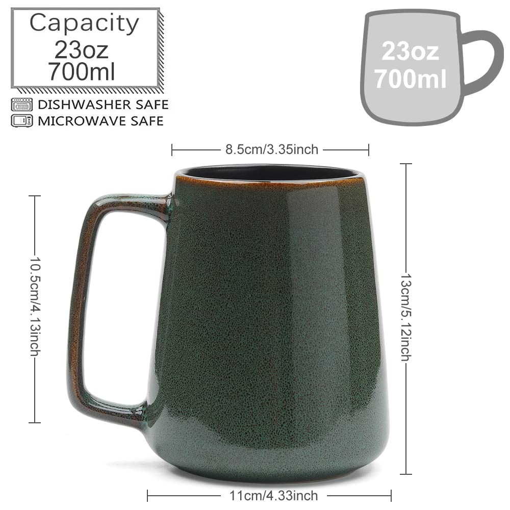 KELINGO taza cerámica de 700 ml con acabado dorado, perfecta para desayunos