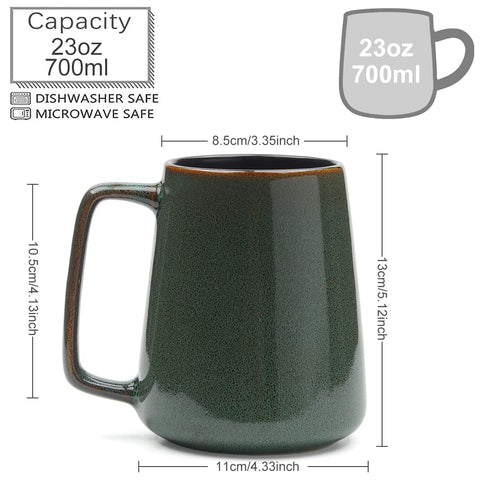 KELINGO taza cerámica de 700 ml con acabado dorado, perfecta para desayunos