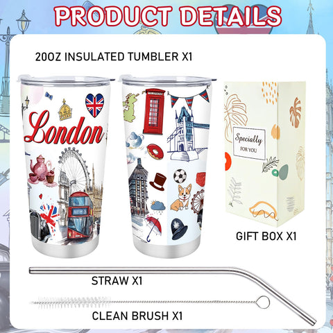 Keluna Londres vaso térmico con tapa hermética y pajita reutilizable