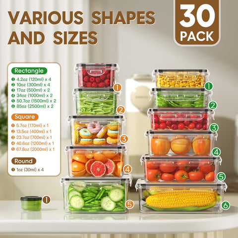 KEMETHY contenedores rectangulares 50-7oz con tapa hermética para conservar frescura