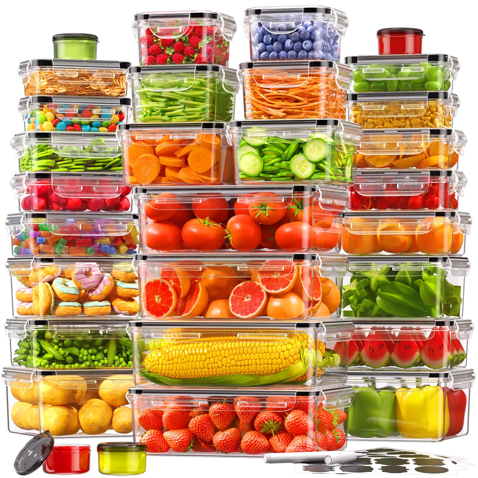 KEMETHY contenedores rectangulares 85oz para almacenamiento práctico de comidas