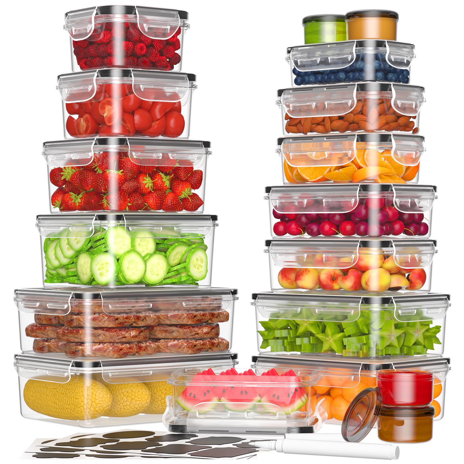 KEMETHY contenedores rectangulares con tapas para almacenamiento hermético de alimentos.