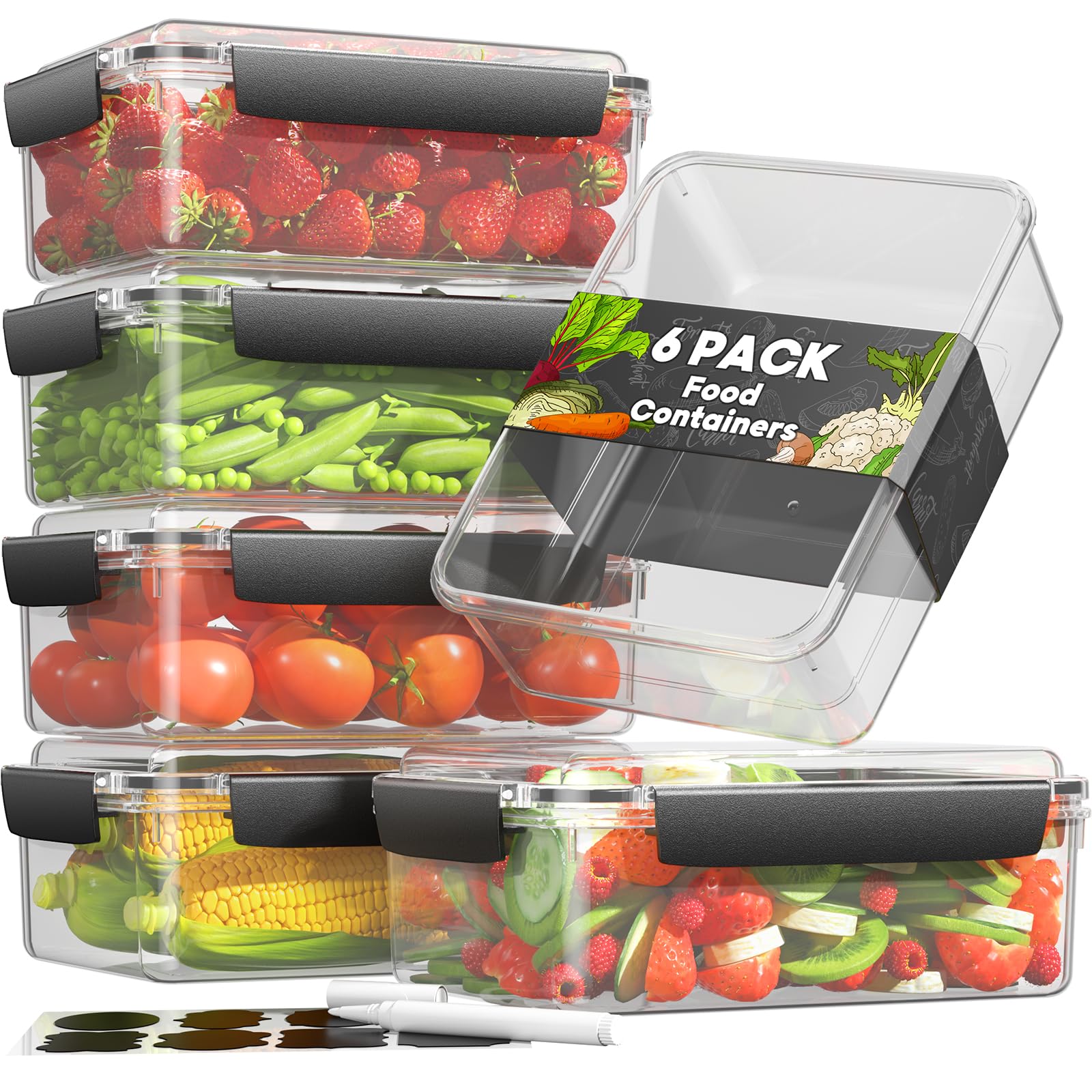 KEMETHY contenedores 1600 ml con tapas para almacenamiento amplio