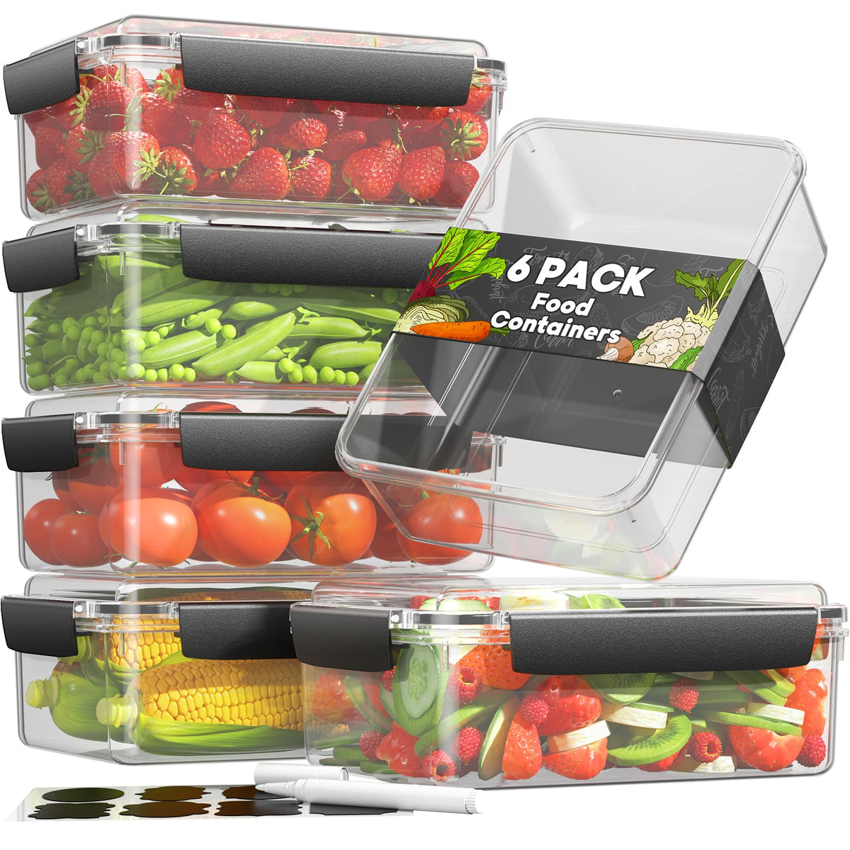 KEMETHY contenedores 1600 ml con tapas para almacenamiento amplio
