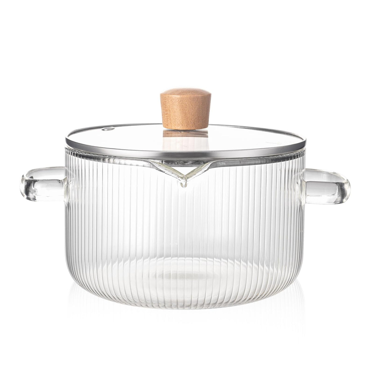 KEMORELA Olla de vidrio borosilicato con tapa, segura para cocinar con control de temperatura