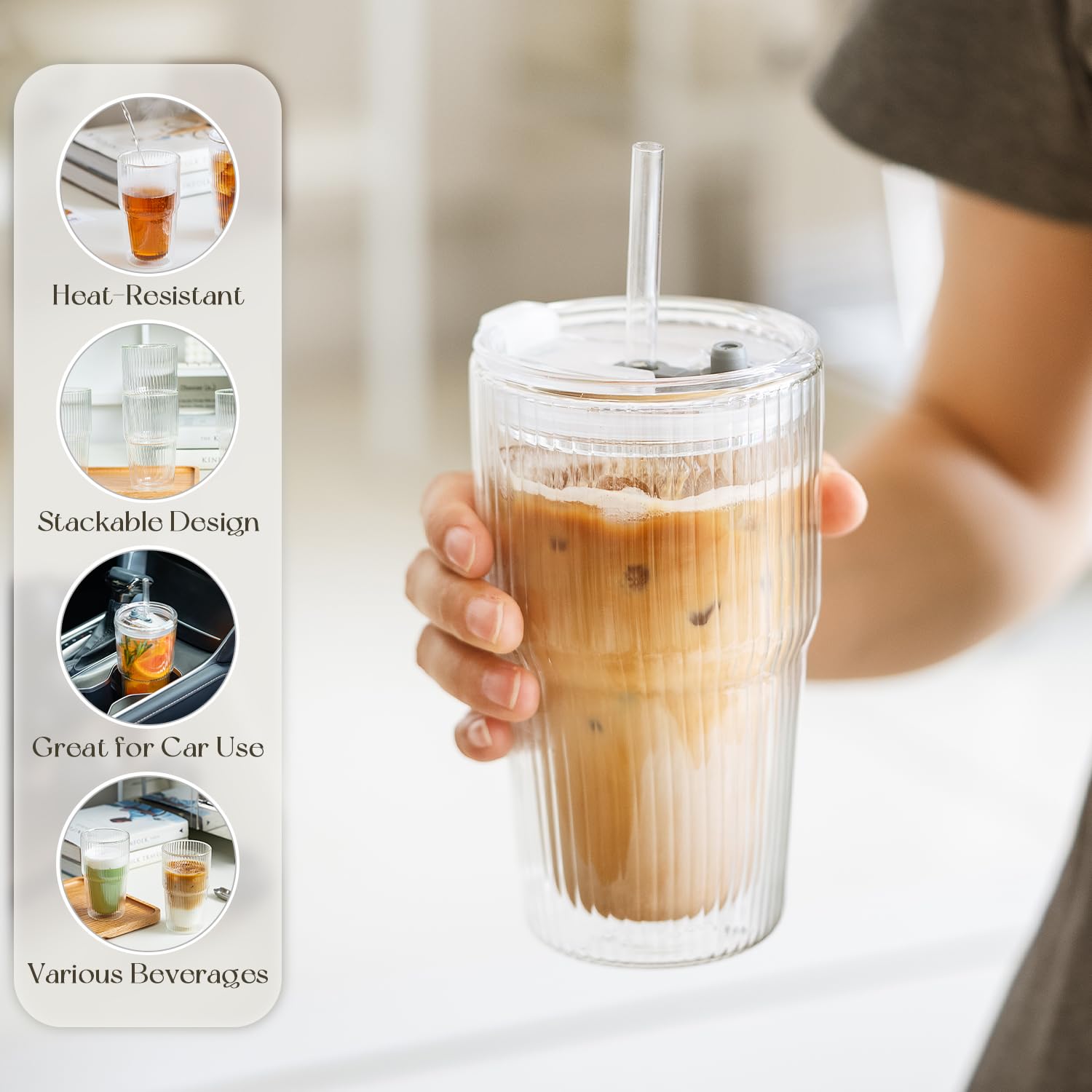 KEMORELA tapa 2 en 1 a prueba de fugas para llevar bebidas.