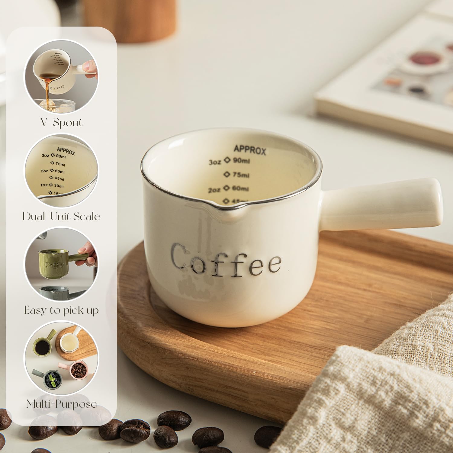 KEMORELA taza blanca resistente al calor para uso diario.