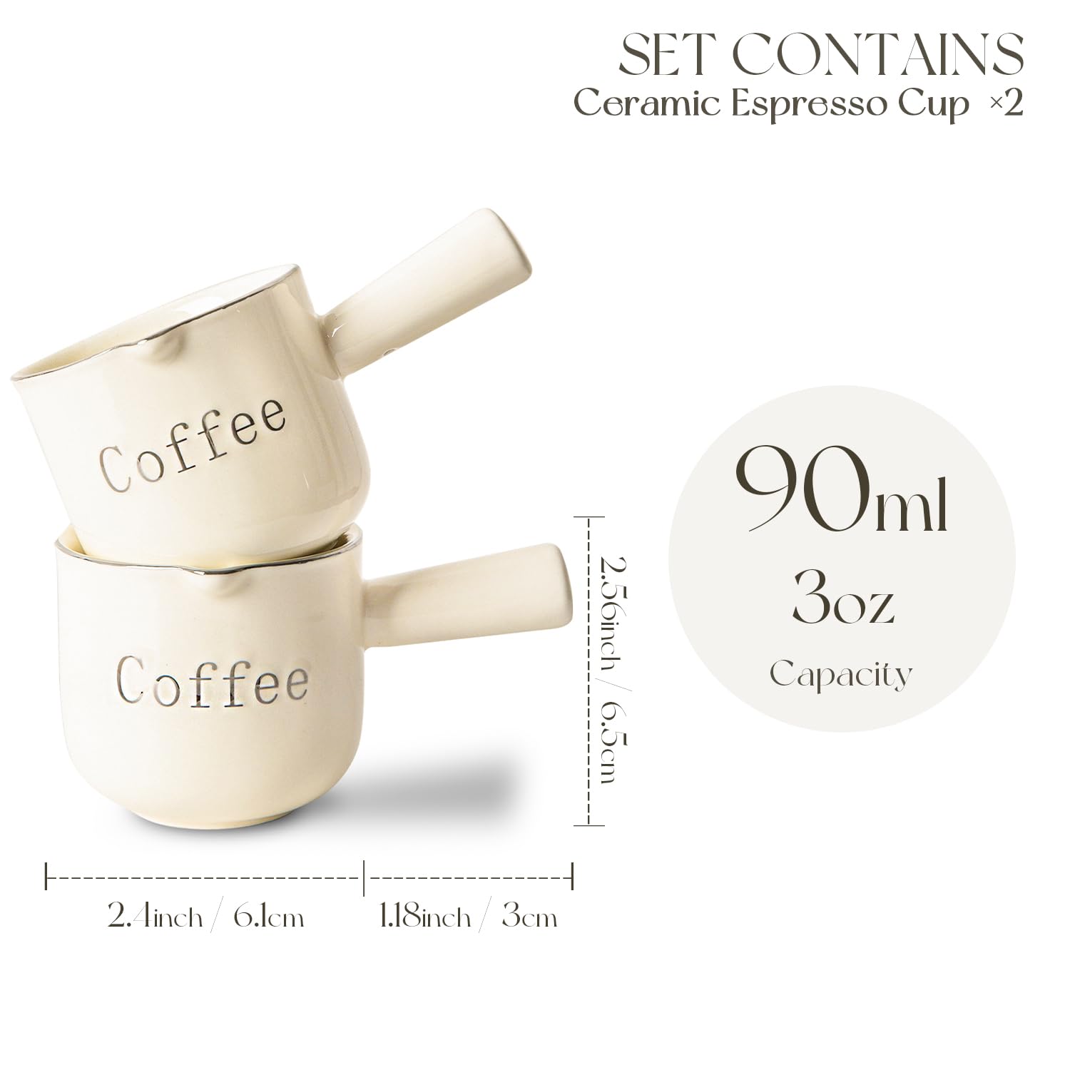 KEMORELA taza espresso con graduaciones en ml y onzas para medir con precisión.