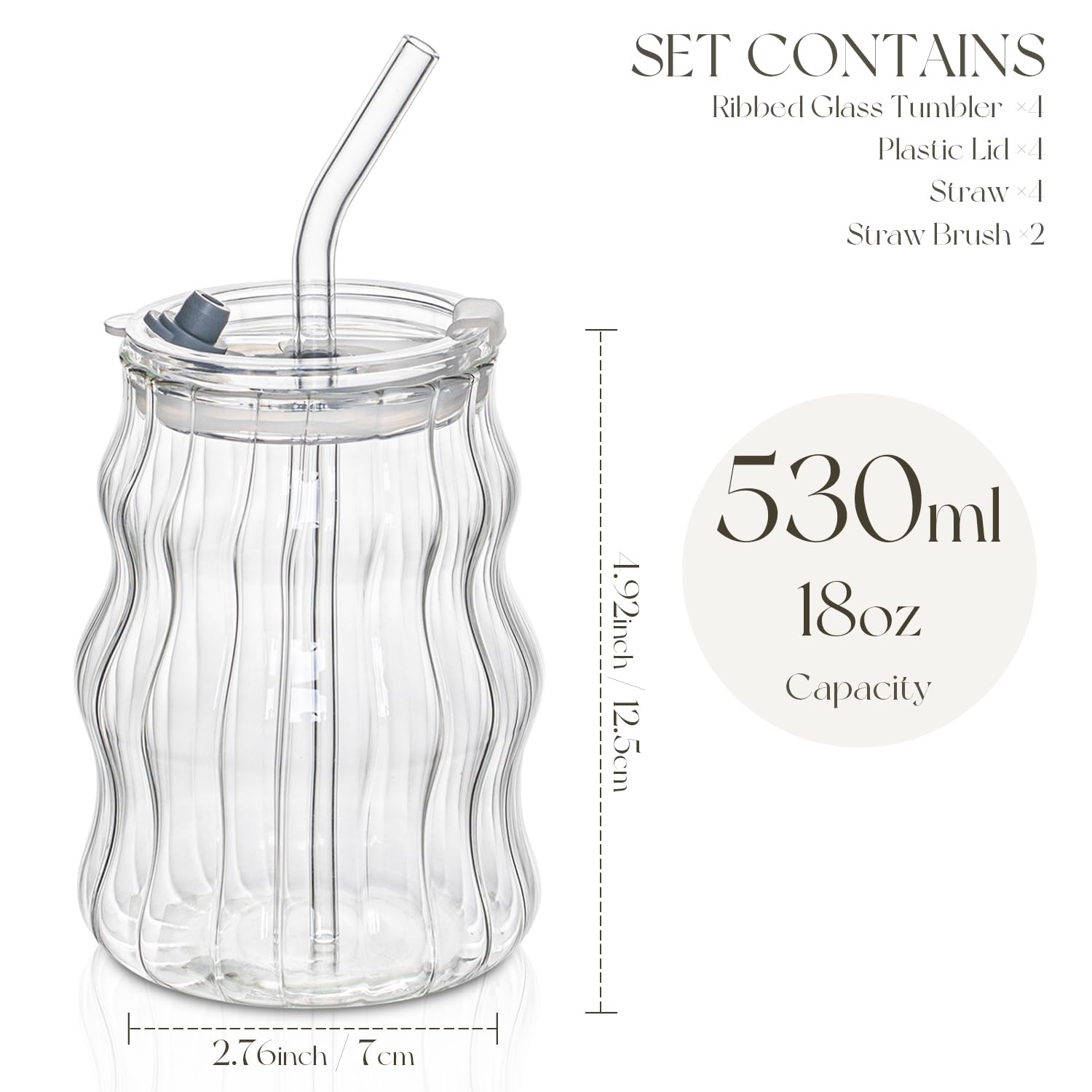 Vaso con burbuja acanalado KEMORELA 540 ml, elegante para bebidas.