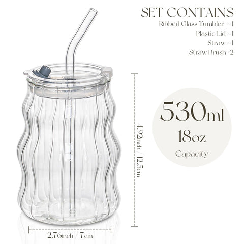 Vaso con burbuja acanalado KEMORELA 540 ml, elegante para bebidas.