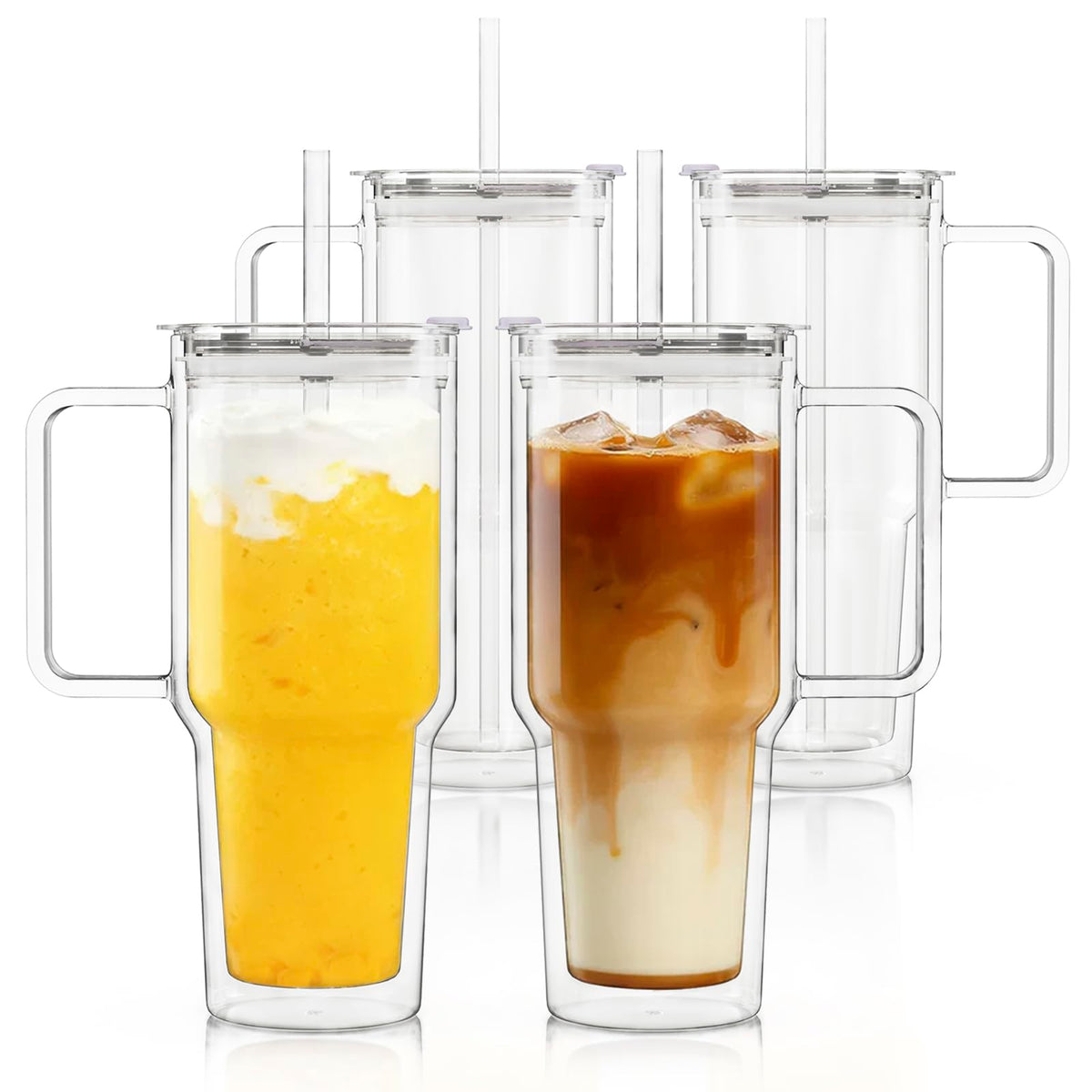 Vaso KEMORELA con mango para un agarre cómodo en bebidas frías.