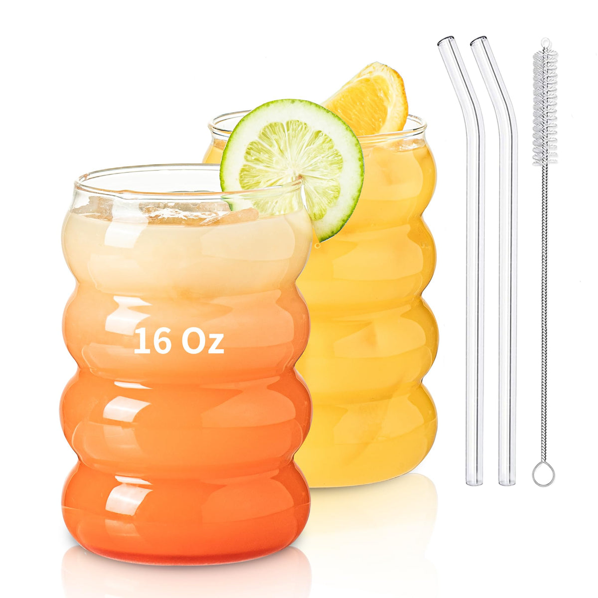 Vaso KEMORELA con ondas y burbujas, ideal para bebidas refrescantes y presentables.