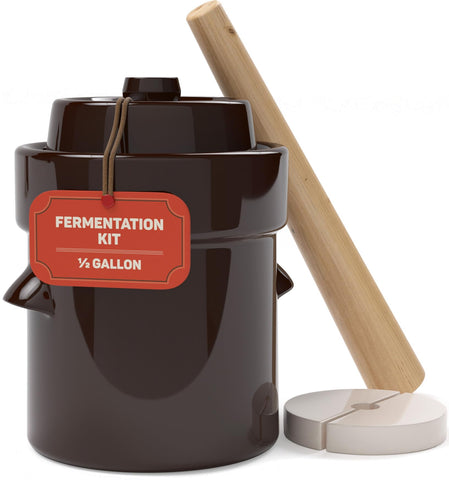 Kenley fermentación media galón con tapa cerámica para fermentación de vegetales.