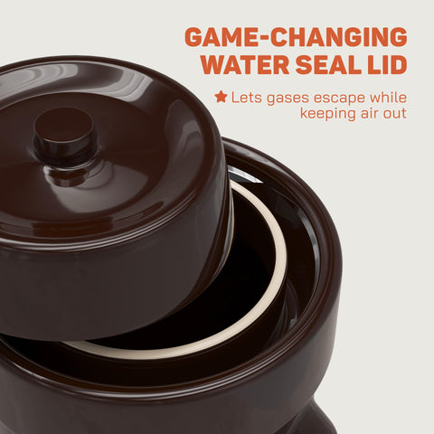 Tapa con sello de agua Kenley libera gases y evita entrada de oxígeno.