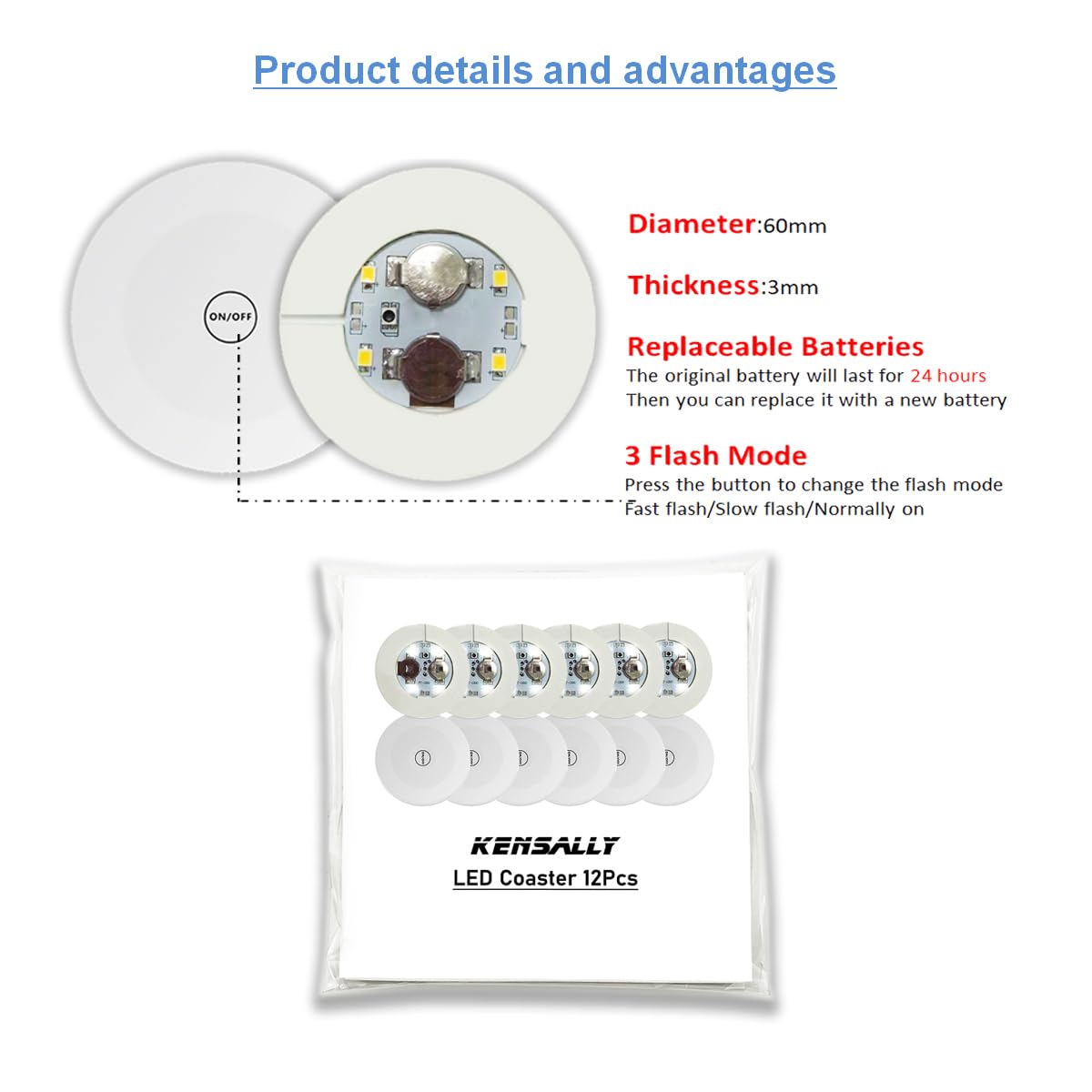 Kensally pegatina LED para botellas, iluminación rápida y uniforme.