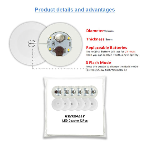 Kensally pegatina LED para botellas, iluminación rápida y uniforme.