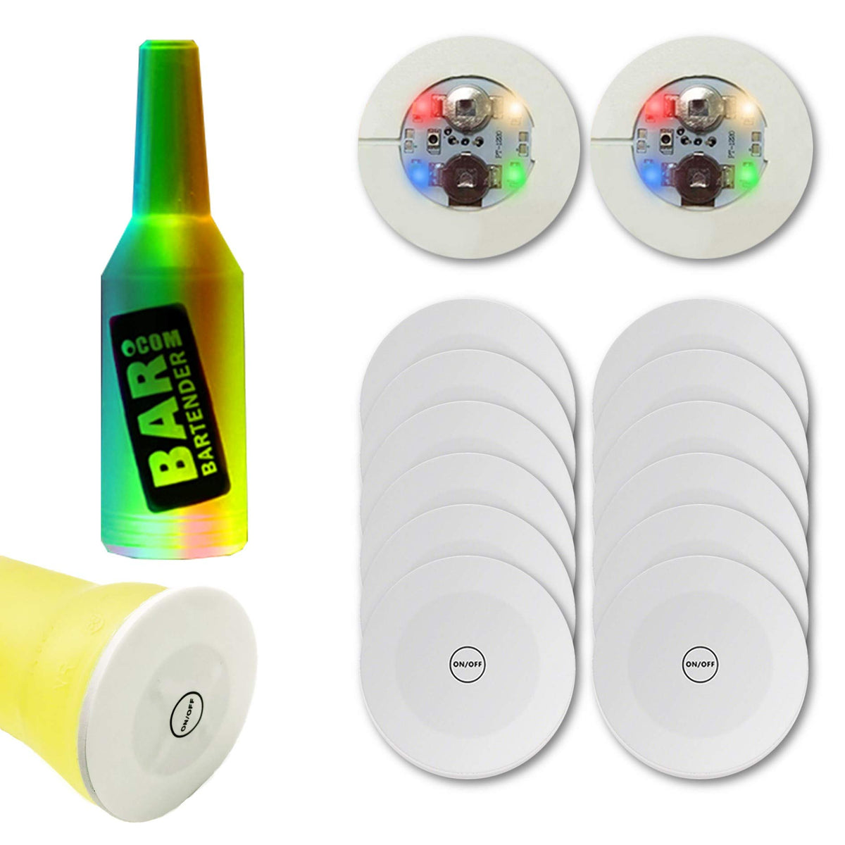 Kensally posavasos LED iluminado con brillo intenso, ideal para fiestas.