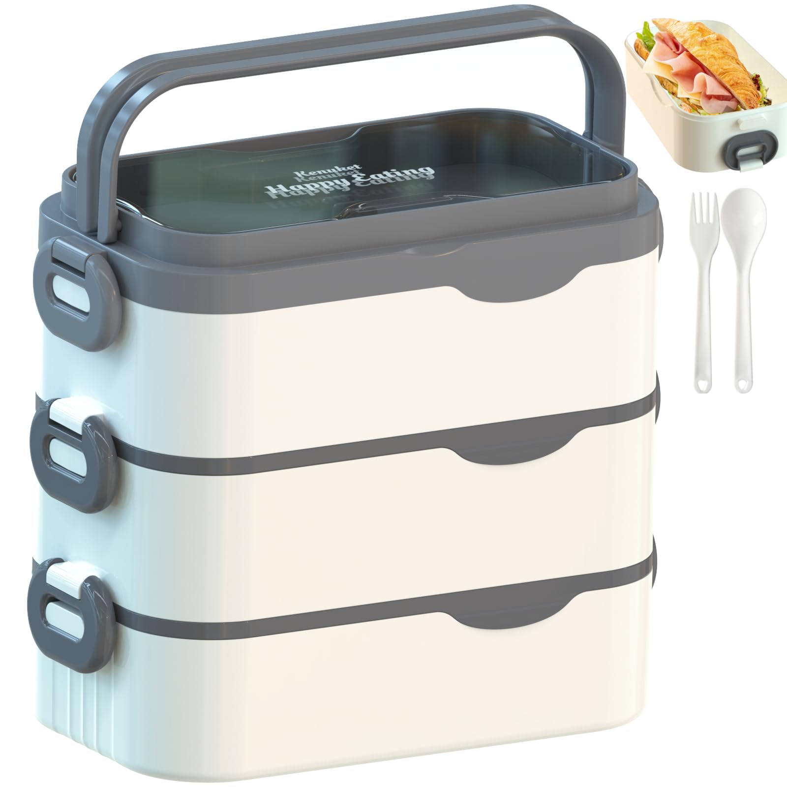 Caja bento Kenuket: tres capas apilables para comidas equilibradas durante el día.
