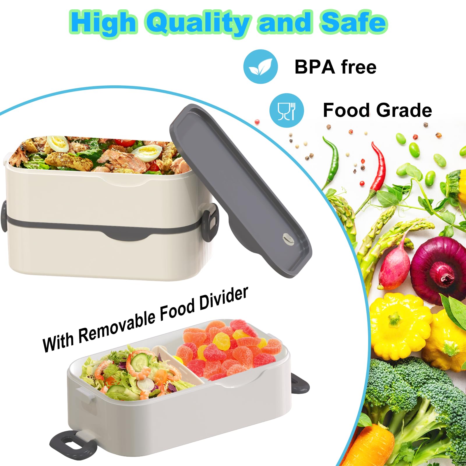 Caja bento Kenuket con cada capa de 1000 ml para porciones prácticas.