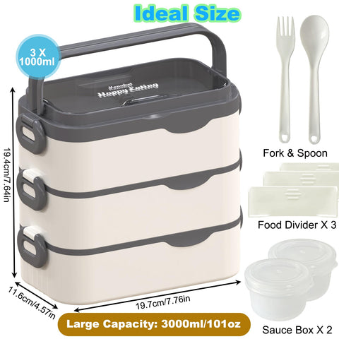 Caja bento Kenuket con divisores y utensilios para variar las comidas.
