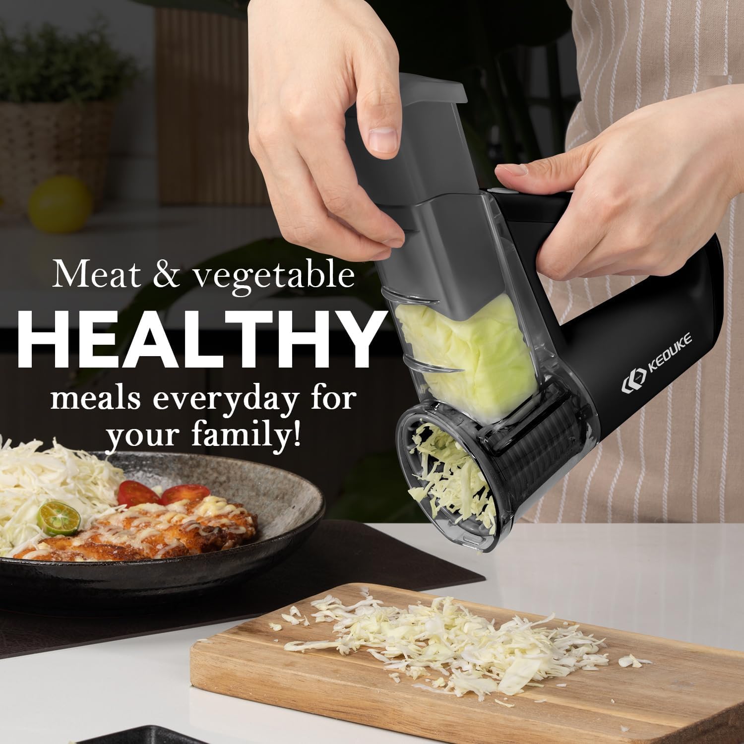 KEOUKE incluye dos tazas de almacenamiento para cuchillas.