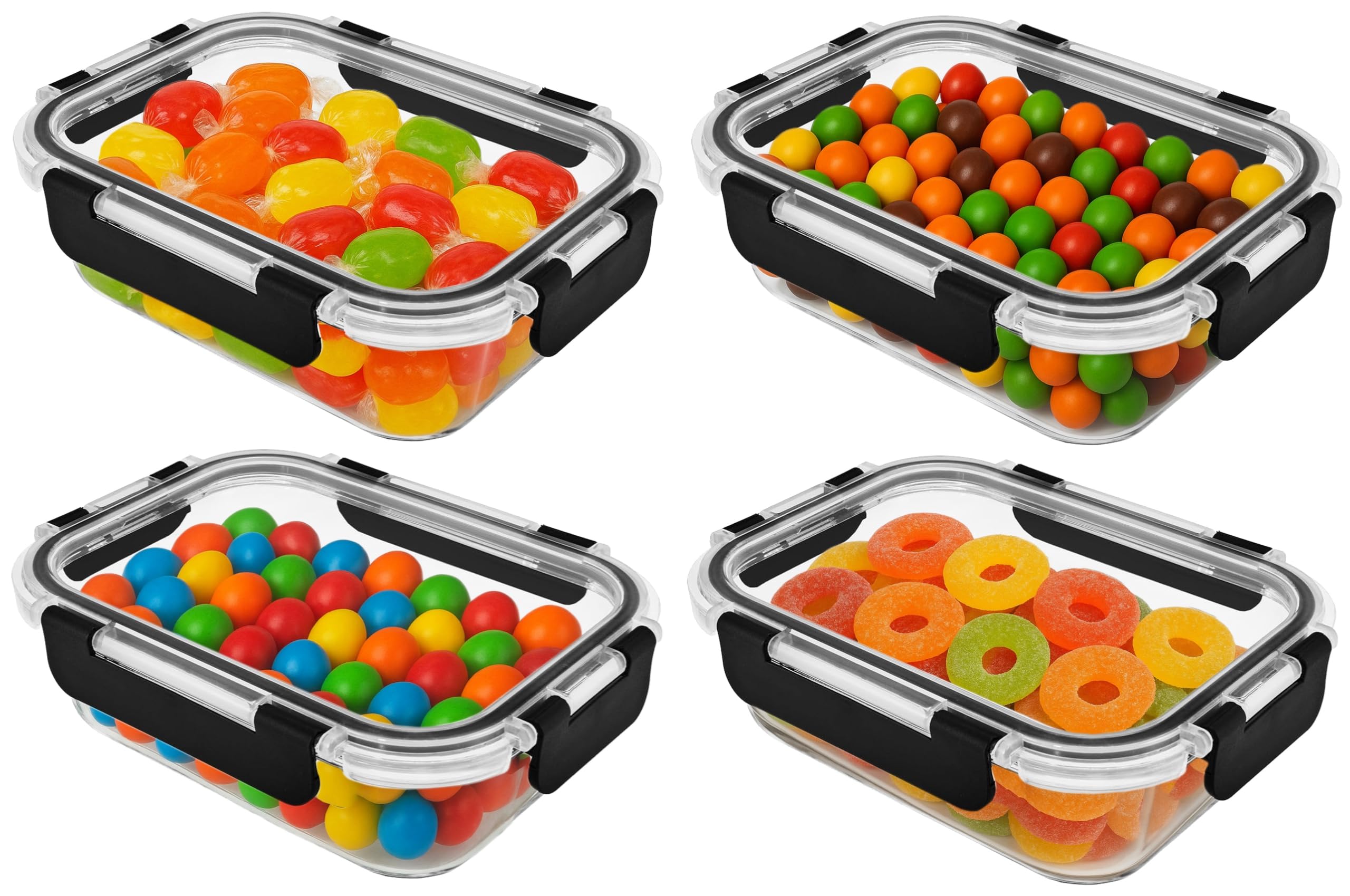 KEPSE contenedores de vidrio rectangulares 12 onzas para porciones y almacenamiento.