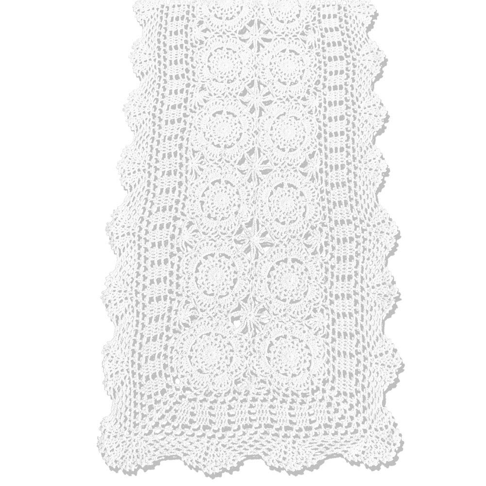 KEPSWET camino de mesa encaje algodón blanco, ideal para realzar la mesa de comedor.