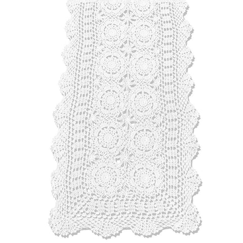 KEPSWET camino de mesa encaje algodón blanco, ideal para realzar la mesa de comedor.