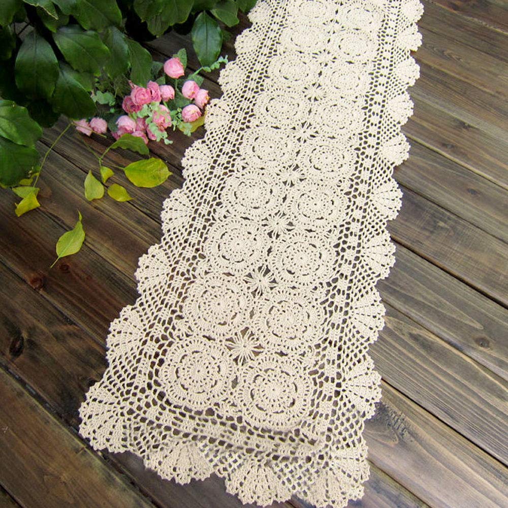 KEPSWET encaje crochet algodón beige, añade textura suave a cualquier comedor
