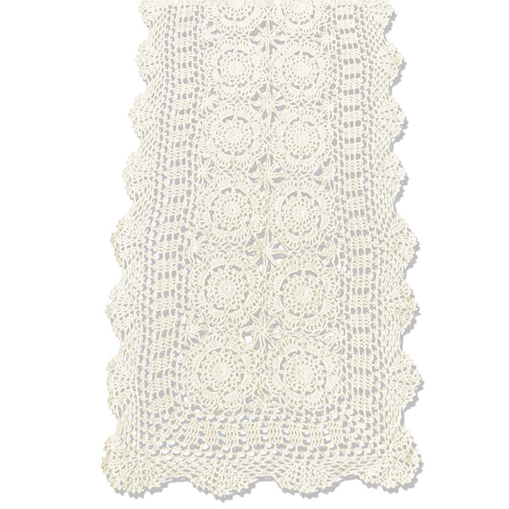 Mantel KEPSWET de crochet en algodón beige para mesa elegante y duradera.