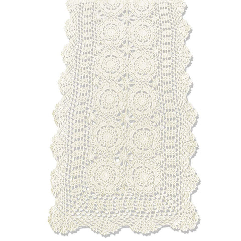 Mantel KEPSWET de crochet en algodón beige para mesa elegante y duradera.