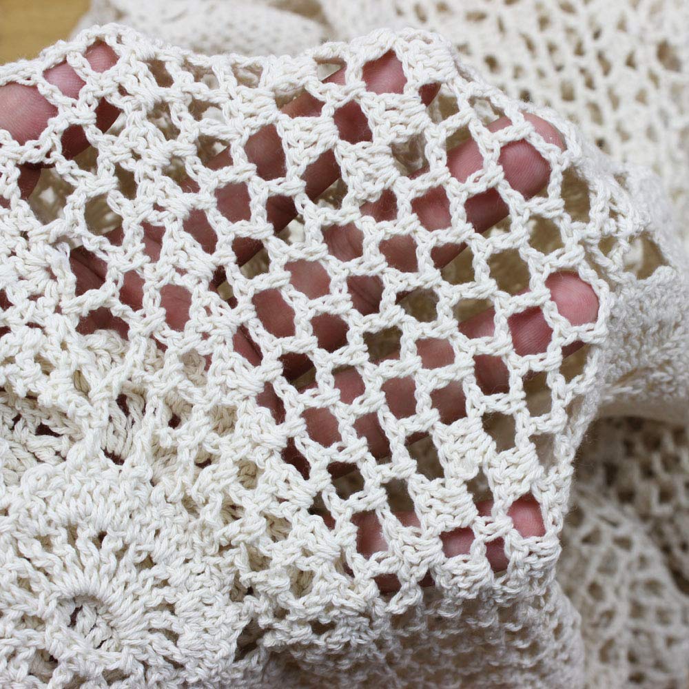 KEPSWET textura suave de algodón crochet en beige