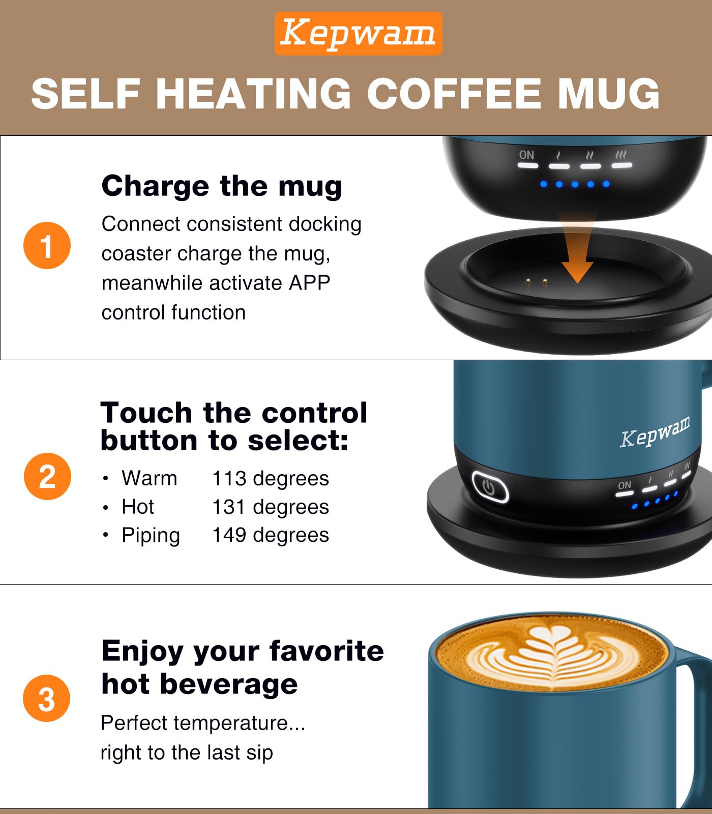 Kepwam T1-16oz, batería de larga duración para sesiones prolongadas.