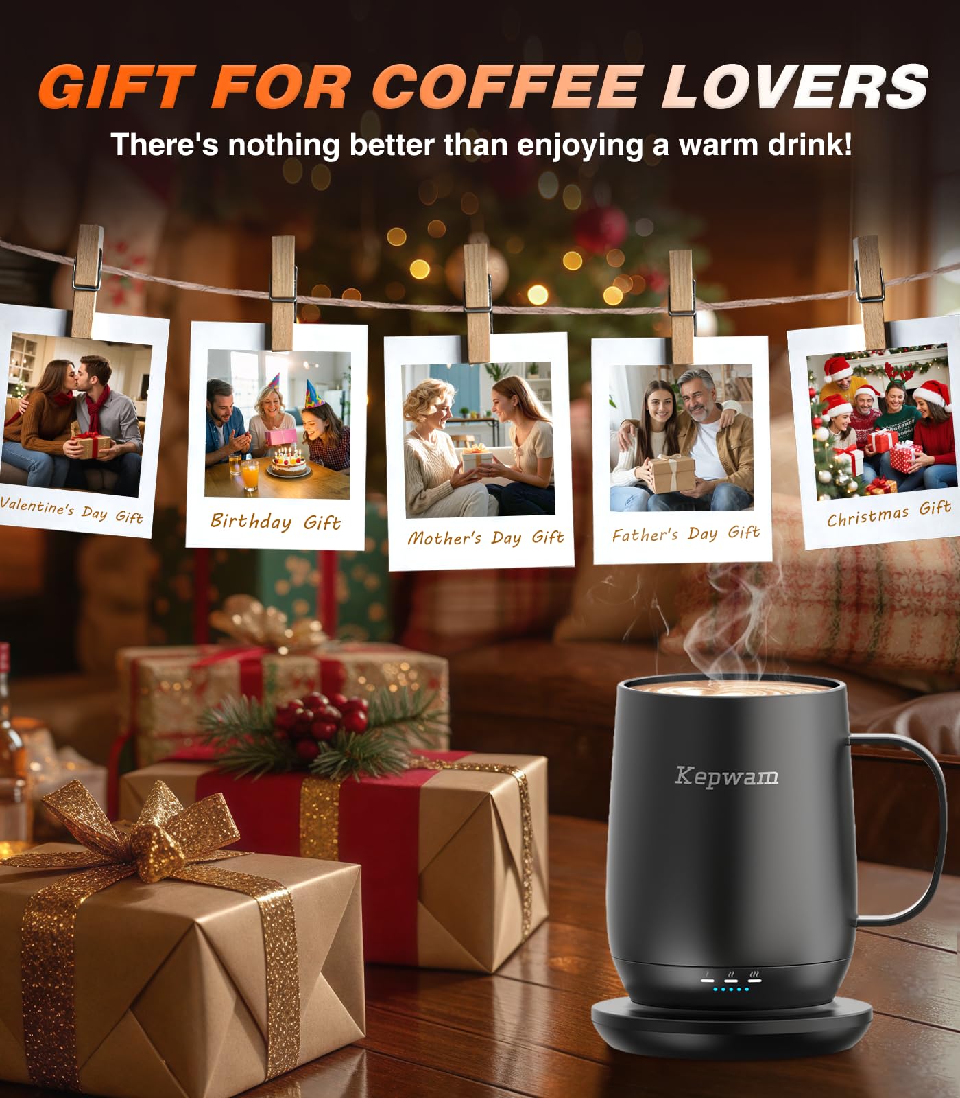 Kepwam Capacidad de 16oz ideal para café o té durante el día.