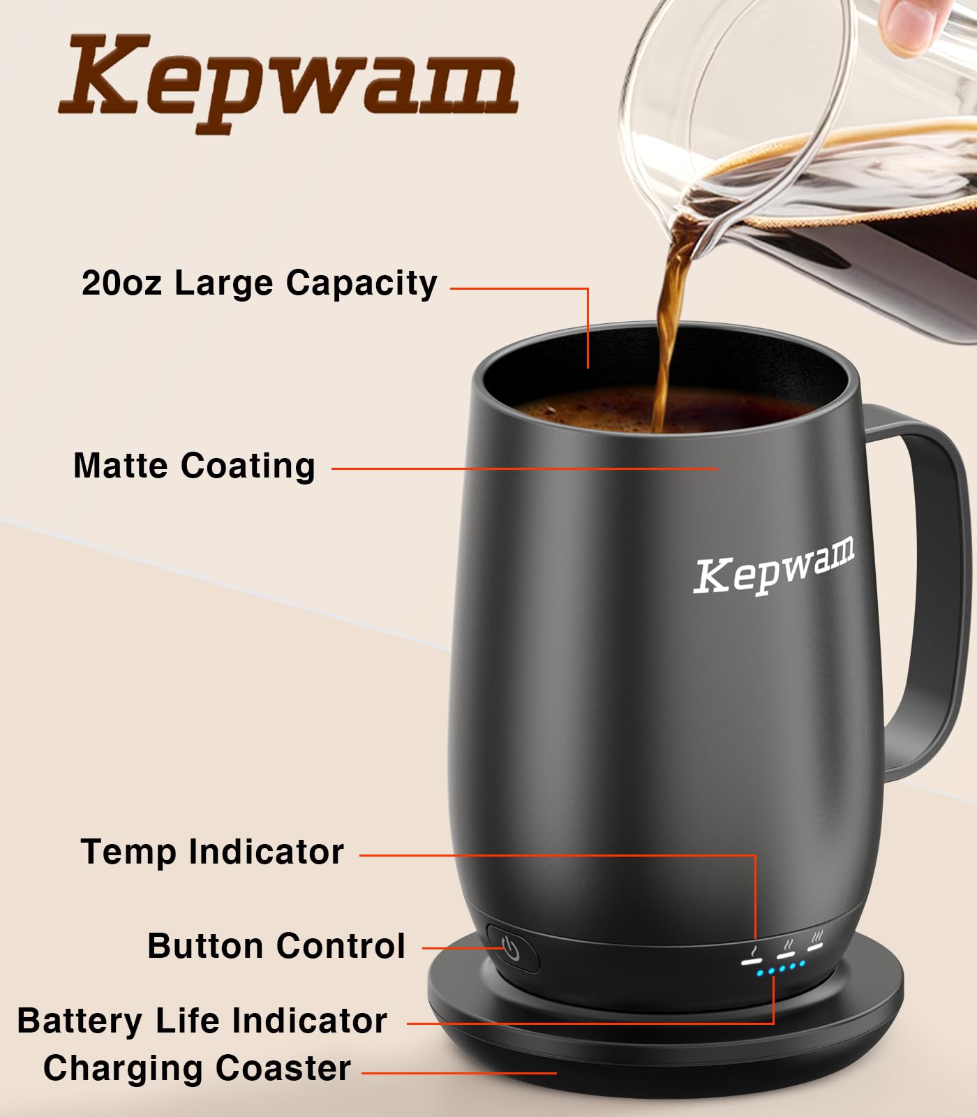 Kepwam T2-Plus con control un toque para ajustar temperatura.