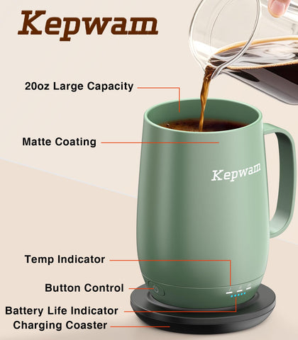 Kepwam T2-Plus, indicadores luminosos muestran la temperatura para café o té.