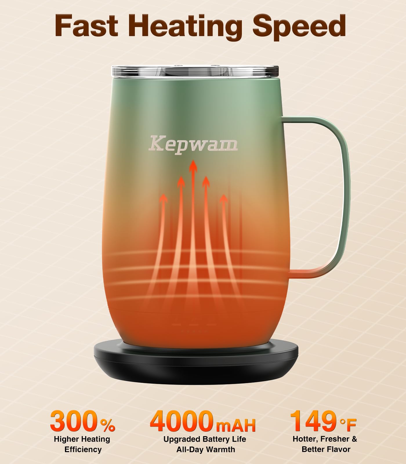 Kepwam T2-Plus, tapa y control de temperatura para ajuste rápido.
