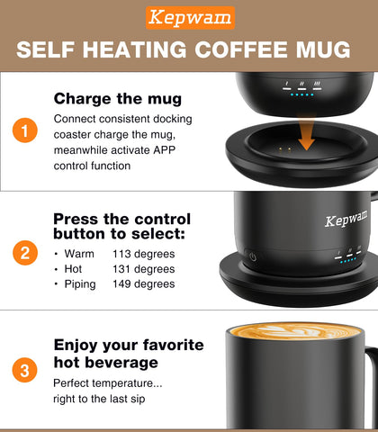 Kepwam Taza con base de carga para calor continuo