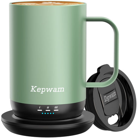 Kepwam taza autorecalentante frente, calor estable para café.