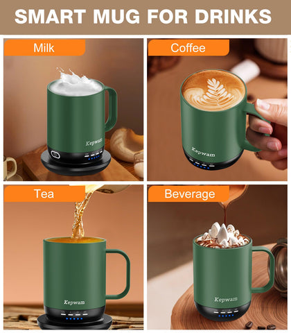 Batería de larga duración de la Kepwam Taza Calefactora Auto Calentante T1-16oz