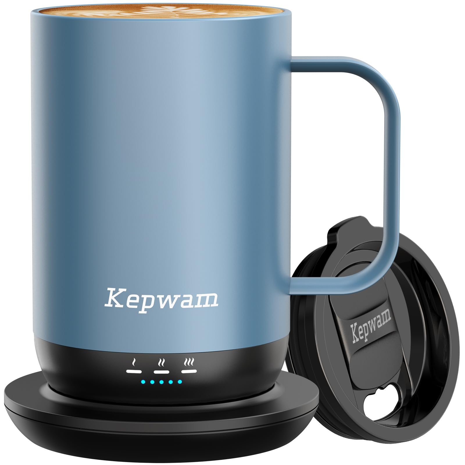 Kepwam T1-16oz vista frontal con control de temperatura para café caliente