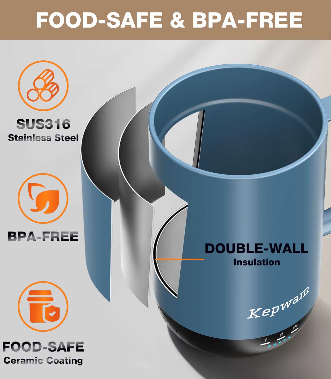 Kepwam T1-16oz indicadores LED para monitoreo en tiempo real