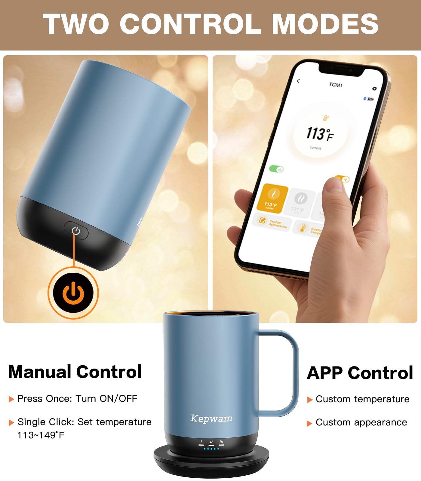 Kepwam T1-16oz interior cerámico para preservar sabores al recalentar