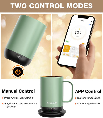 Kepwam taza con tapa y mango ergonómicos para uso diario.