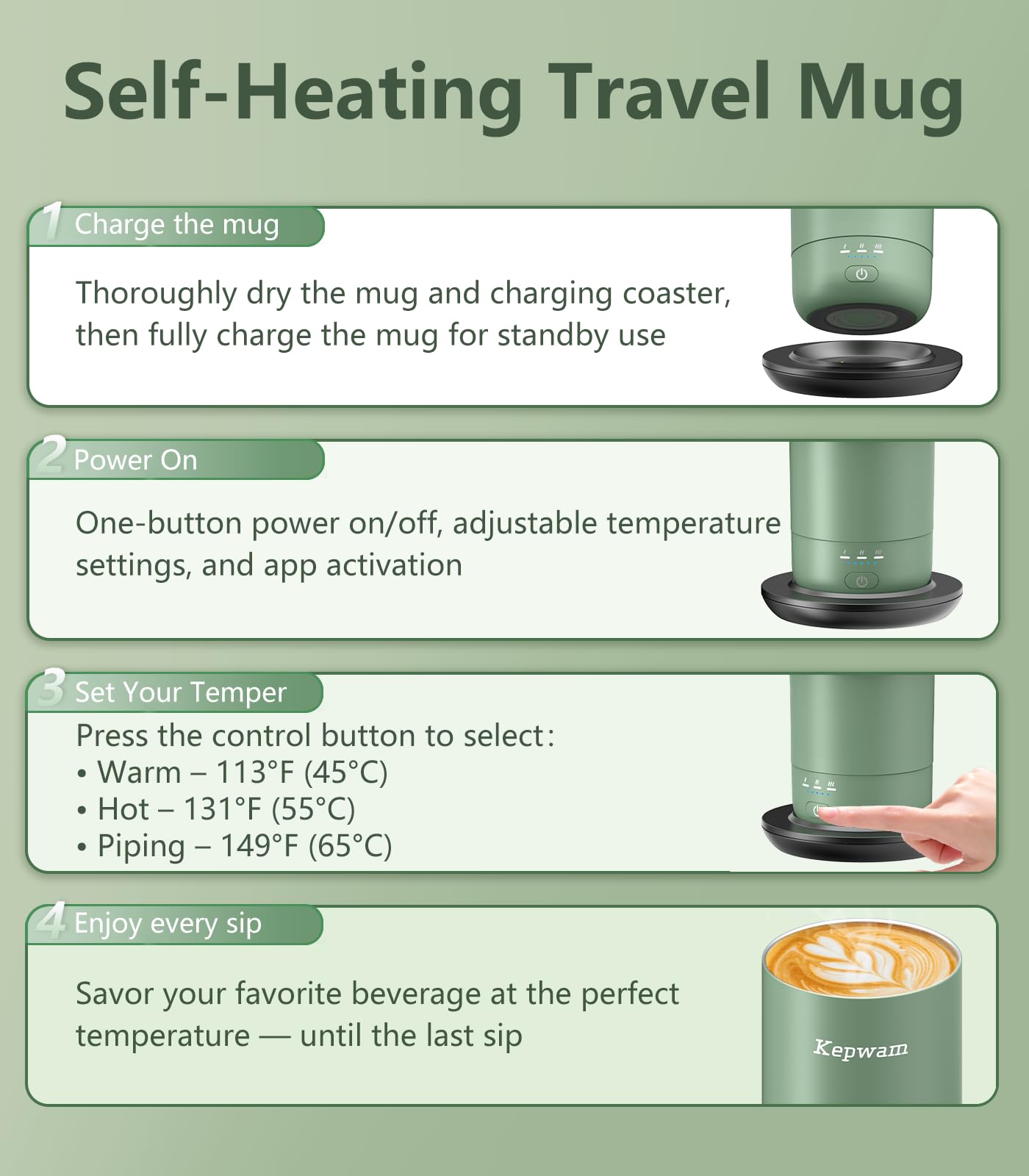 Kepwam taza termica 20oz con tapa: diseño libre de derrames para desplazamientos
