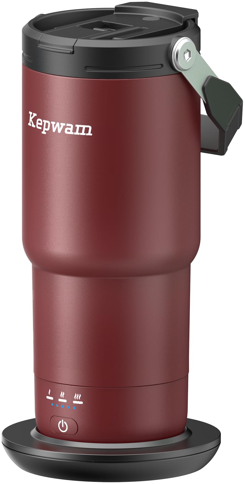 Kepwam taza de viaje autocalentante de 20 onzas, mango ergonómico para transporte diario.