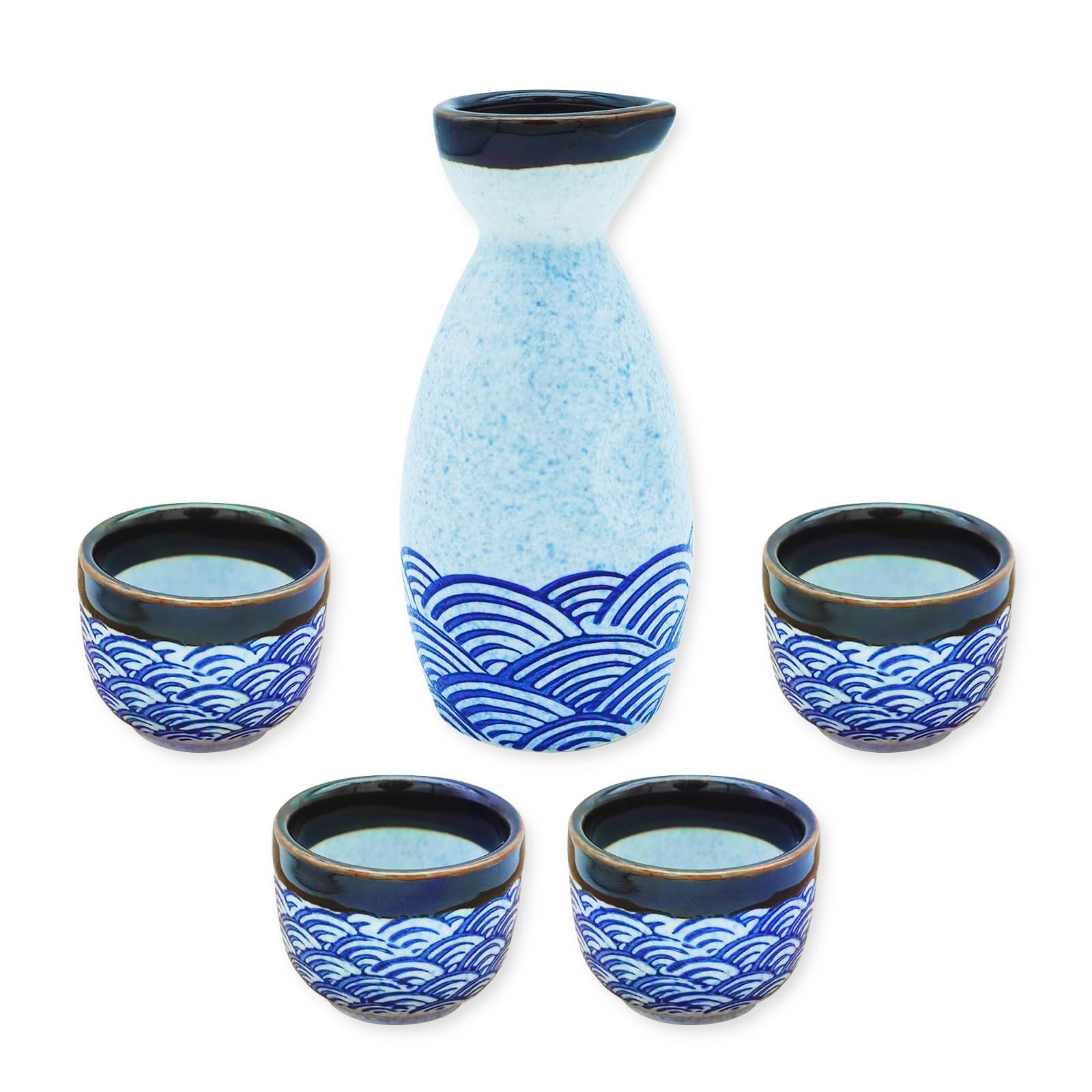 KeQiu botella de sake de porcelana, boca lisa para verter sin goteo