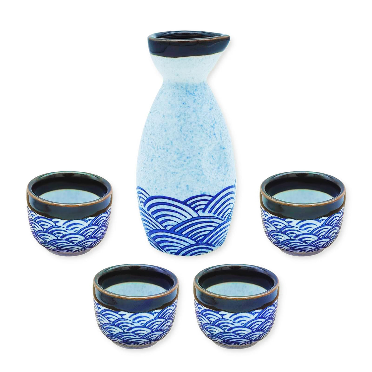 KeQiu botella de sake de porcelana, boca lisa para verter sin goteo