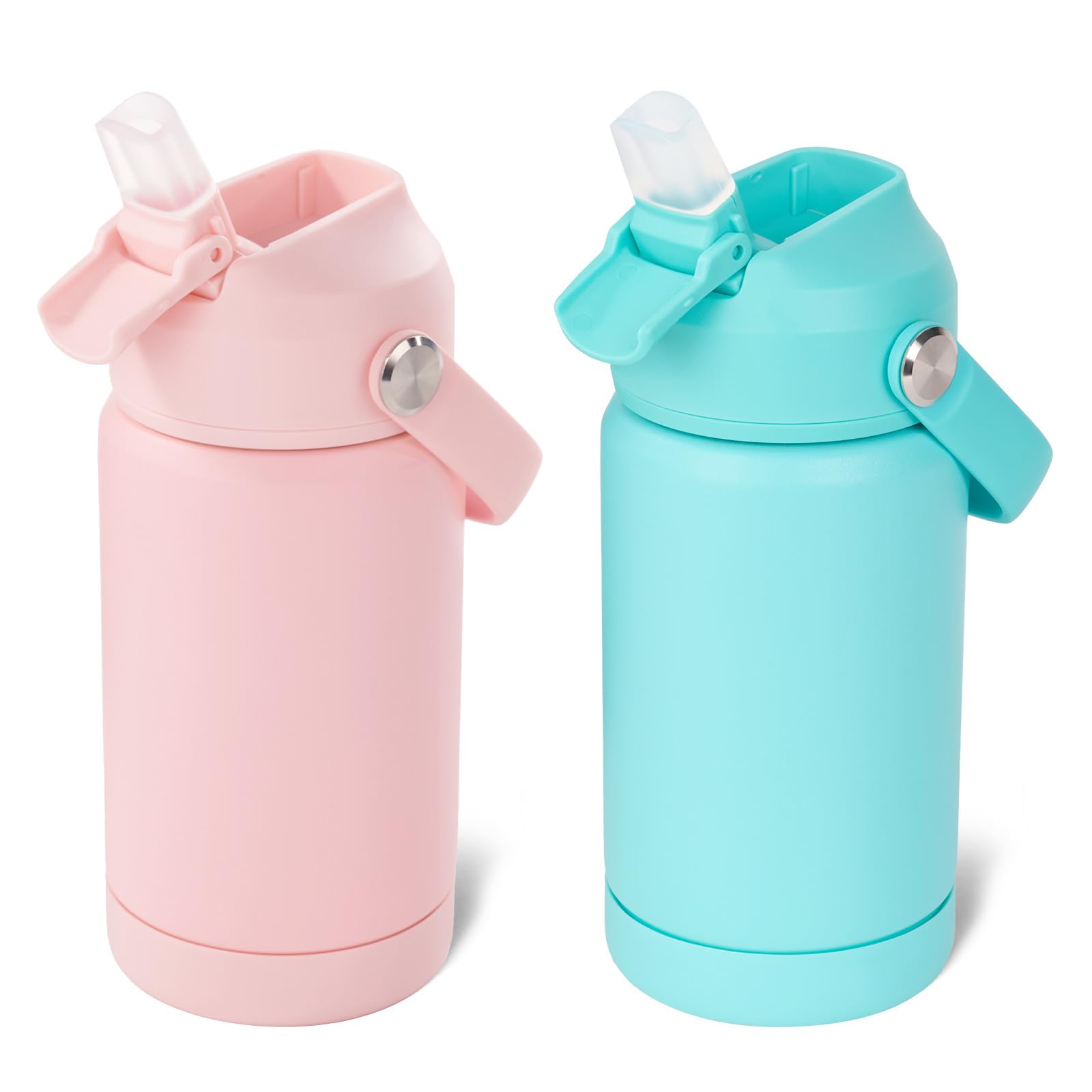 Botella Kerilyn para niños con tapa rotatoria de 180 grados, ideal para mochilas escolares.